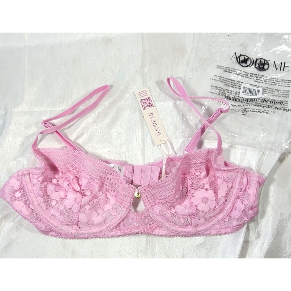 Adore Me Women's Floral‎ Lace Underwire Non-Padded Bra - Pink - 36B